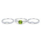 Art Deco Three Piece Wedding Ring Simulated Cubic Zirconia 925 Sterling Silver