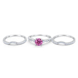Art Deco Three Piece Wedding Ring Simulated Cubic Zirconia 925 Sterling Silver