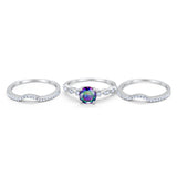 Art Deco Three Piece Wedding Ring Simulated Cubic Zirconia 925 Sterling Silver