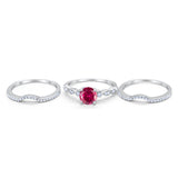 Art Deco Three Piece Wedding Ring Simulated Cubic Zirconia 925 Sterling Silver