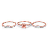 Art Deco Three Piece Wedding Ring Simulated Cubic Zirconia 925 Sterling Silver