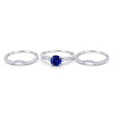 Art Deco Three Piece Wedding Ring Simulated Cubic Zirconia 925 Sterling Silver