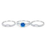 Art Deco Three Piece Wedding Ring Simulated Cubic Zirconia 925 Sterling Silver