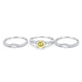 Art Deco Three Piece Wedding Ring Simulated Cubic Zirconia 925 Sterling Silver