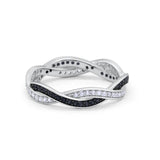 Crisscross Braided Weave Design Eternity Band Ring Round Simulated CZ 925 Sterling Silver