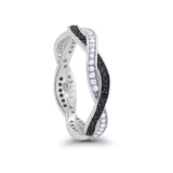 Crisscross Braided Weave Design Eternity Band Ring Round Simulated CZ 925 Sterling Silver