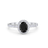 Halo Engagement Ring 925 Sterling Silver Oval Simulated Cubic Zirconia