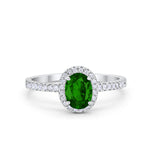 Halo Engagement Ring 925 Sterling Silver Oval Simulated Cubic Zirconia