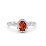 Halo Engagement Ring 925 Sterling Silver Oval Simulated Cubic Zirconia