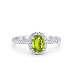 Halo Engagement Ring 925 Sterling Silver Oval Simulated Cubic Zirconia