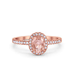 Halo Engagement Ring 925 Sterling Silver Oval Simulated Cubic Zirconia