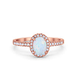 Halo Engagement Ring 925 Sterling Silver Oval Simulated Cubic Zirconia