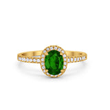 Halo Engagement Ring 925 Sterling Silver Oval Simulated Cubic Zirconia