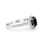 Halo Engagement Ring 925 Sterling Silver Oval Simulated Cubic Zirconia