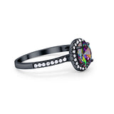 Halo Engagement Ring 925 Sterling Silver Oval Simulated Cubic Zirconia