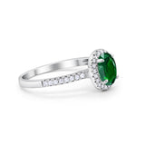 Halo Engagement Ring 925 Sterling Silver Oval Simulated Cubic Zirconia