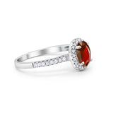 Halo Engagement Ring 925 Sterling Silver Oval Simulated Cubic Zirconia