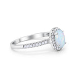 Halo Engagement Ring 925 Sterling Silver Oval Simulated Cubic Zirconia