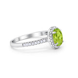 Halo Engagement Ring 925 Sterling Silver Oval Simulated Cubic Zirconia