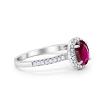 Halo Engagement Ring 925 Sterling Silver Oval Simulated Cubic Zirconia