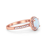 Halo Engagement Ring 925 Sterling Silver Oval Simulated Cubic Zirconia