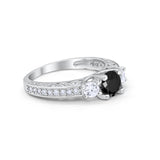 Vintage Style Three Stone Ring 925 Sterling Silver Wedding Simulated Cubic Zirconia