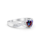 Infinity Accent Heart Wedding Ring Simulated Cubic Zirconia 925 Sterling Silver
