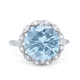 Art Deco Halo Wedding Engagement Cocktail Large Stone Cubic Zirconia Ring 925 Sterling Silver Choose Color