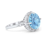 Art Deco Halo Wedding Engagement Cocktail Large Stone Cubic Zirconia Ring 925 Sterling Silver Choose Color