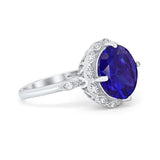 Art Deco Halo Wedding Engagement Cocktail Large Stone Cubic Zirconia Ring 925 Sterling Silver Choose Color