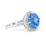 Art Deco Halo Wedding Engagement Cocktail Large Stone Cubic Zirconia Ring 925 Sterling Silver Choose Color