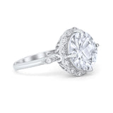 Art Deco Halo Wedding Engagement Cocktail Large Stone Cubic Zirconia Ring 925 Sterling Silver Choose Color