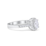 Halo Art Deco Floral Wedding Engagement Ring Oval Cubic Zirconia 925 Sterling Silver Choose Color