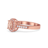 Halo Art Deco Floral Wedding Engagement Ring Oval Cubic Zirconia 925 Sterling Silver Choose Color