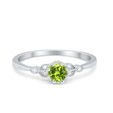 Solitaire Art Deco Wedding Engagement Ring Round Cubic Zirconia 925 Sterling Silver Choose Color