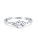 Solitaire Art Deco Wedding Engagement Ring Round Cubic Zirconia 925 Sterling Silver Choose Color