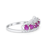 Crown Ring Oval Round Cubic Zirconia 925 Sterling Silver King Crown Princess