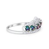 Crown Ring Oval Round Cubic Zirconia 925 Sterling Silver King Crown Princess