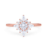 Cluster Wedding Engagement Ring Marquise Round Cubic Zirconia 925 Sterling Silver Choose Color