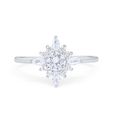 Cluster Wedding Engagement Ring Marquise Round Cubic Zirconia 925 Sterling Silver Choose Color