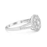 Art Deco Antique Style Wedding Engagement Ring Round Cubic Zirconia 925 Sterling Silver