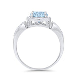 Halo Split Shank Wedding Engagement Ring Round Cubic Zirconia 925 Sterling Silver