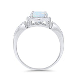Halo Split Shank Wedding Engagement Ring Round Cubic Zirconia 925 Sterling Silver