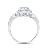 Halo Split Shank Wedding Engagement Ring Round Cubic Zirconia 925 Sterling Silver