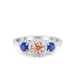 3-Stone Wedding Engagement Ring Three Stone Round Cubic Zirconia 925 Sterling Silver Choose Color