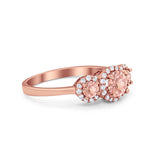 Three Stone Halo Wedding Engagement Promise Ring Simulated Cubic Zirconia 925 Sterling Silver