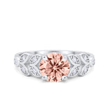 Art Deco Flower Wedding Engagement Ring Round Cubic Zirconia 925 Sterling Silver Choose Color