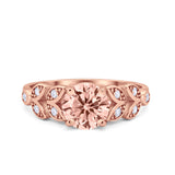 Art Deco Flower Wedding Engagement Ring Round Cubic Zirconia 925 Sterling Silver Choose Color