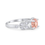 Art Deco Flower Wedding Engagement Ring Round Cubic Zirconia 925 Sterling Silver Choose Color