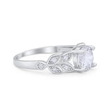 Art Deco Flower Wedding Engagement Ring Round Cubic Zirconia 925 Sterling Silver Choose Color
